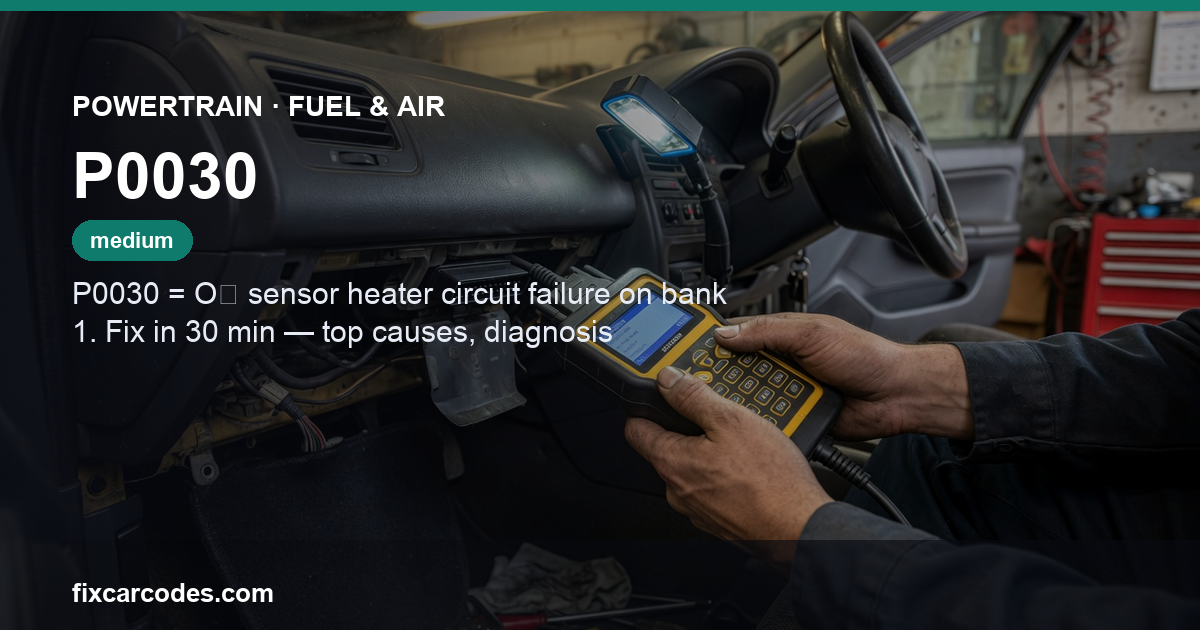 P0030 — Powertrain Fuel & Air diagnostic guide