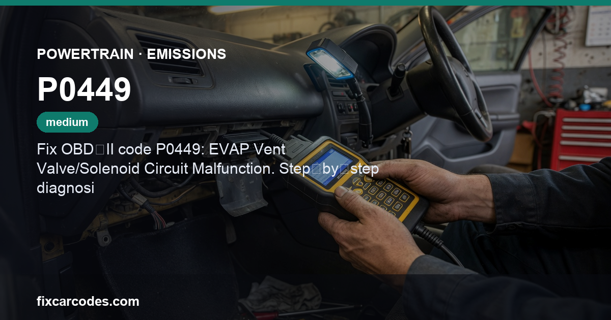 P0449 — Powertrain Emissions diagnostic guide